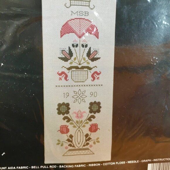 Vintage Jacobean Bell Pull Cross Stitch Kit Janlynn 92-03 Floral Bellpull - Picture 7 of 11